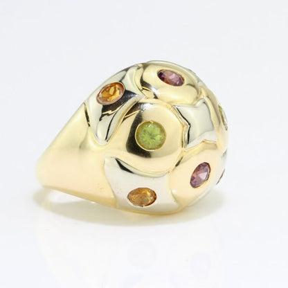 Bvlgari Multi Gemstone and 18ct Gold Domed Cocktail Ring; set with citrine, amethysts and garnets, Circa 1990s