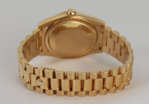 Rolex Day Date 118205 18ct Rose Gold 36mm Automatic Watch, on 18ct rose gold President bracelet with 18ct rose gold Crown clasp, with Rolex box and papers