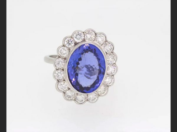 Tanzanite and Diamond Cluster Ring, gemstones totaling 9.01 carats