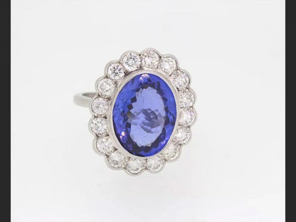 Tanzanite and Diamond Cluster Ring, gemstones totaling 9.01 carats