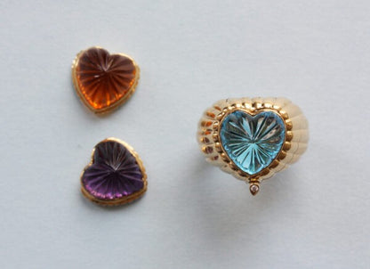 Heart Shaped Interchangeable Ring with Citrine, Amethyst and Blue Topaz