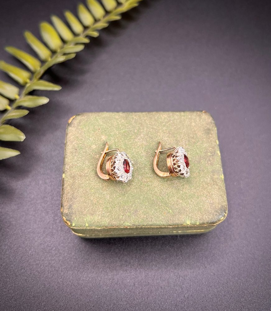 Antique Victorian Garnet & Diamond Convertible Bangle in 14ct Rose Gold