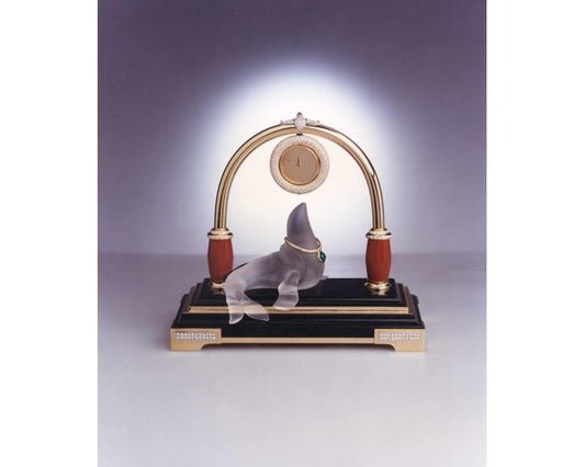 Fine 18ct Gold and Diamond Sea Lion Clock