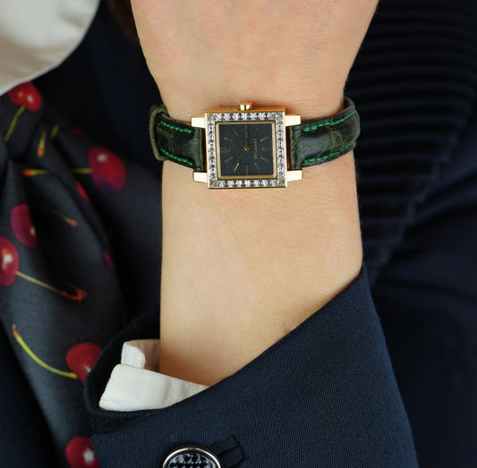 Bvlgari Ladies 18ct Yellow Gold and Diamond set Quadrato Watch