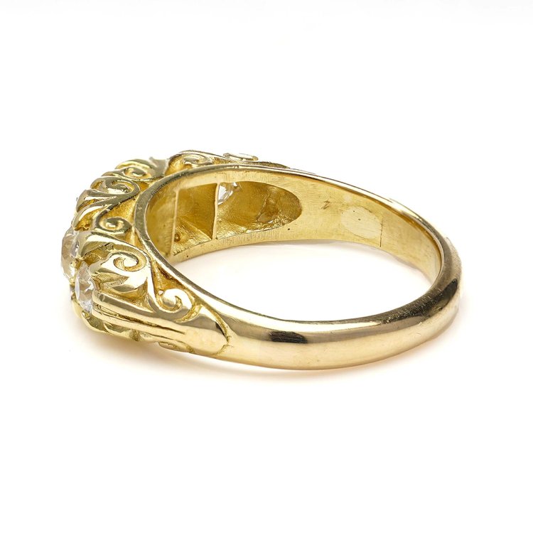 Antique Victorian 0.75ct Old Cut Diamond Five Stone Ring in 18ct Yellow Gold