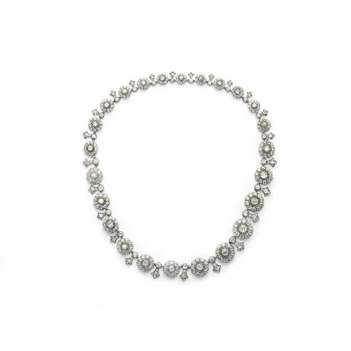 Antique Victorian Diamond Cluster Tiara Necklace, 27 carats