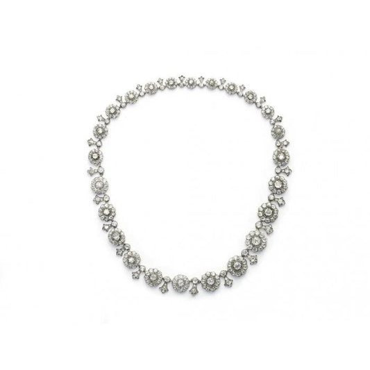 Antique Victorian Diamond Cluster Tiara Necklace, 27 carats