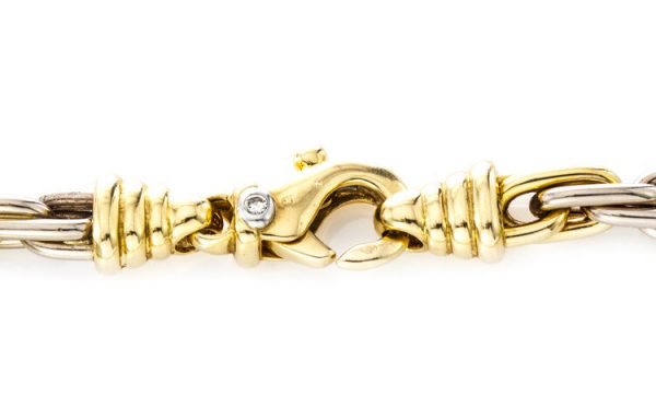 Vintage French 18ct White and Yellow Gold Fancy Link Necklace, Circa 1970s