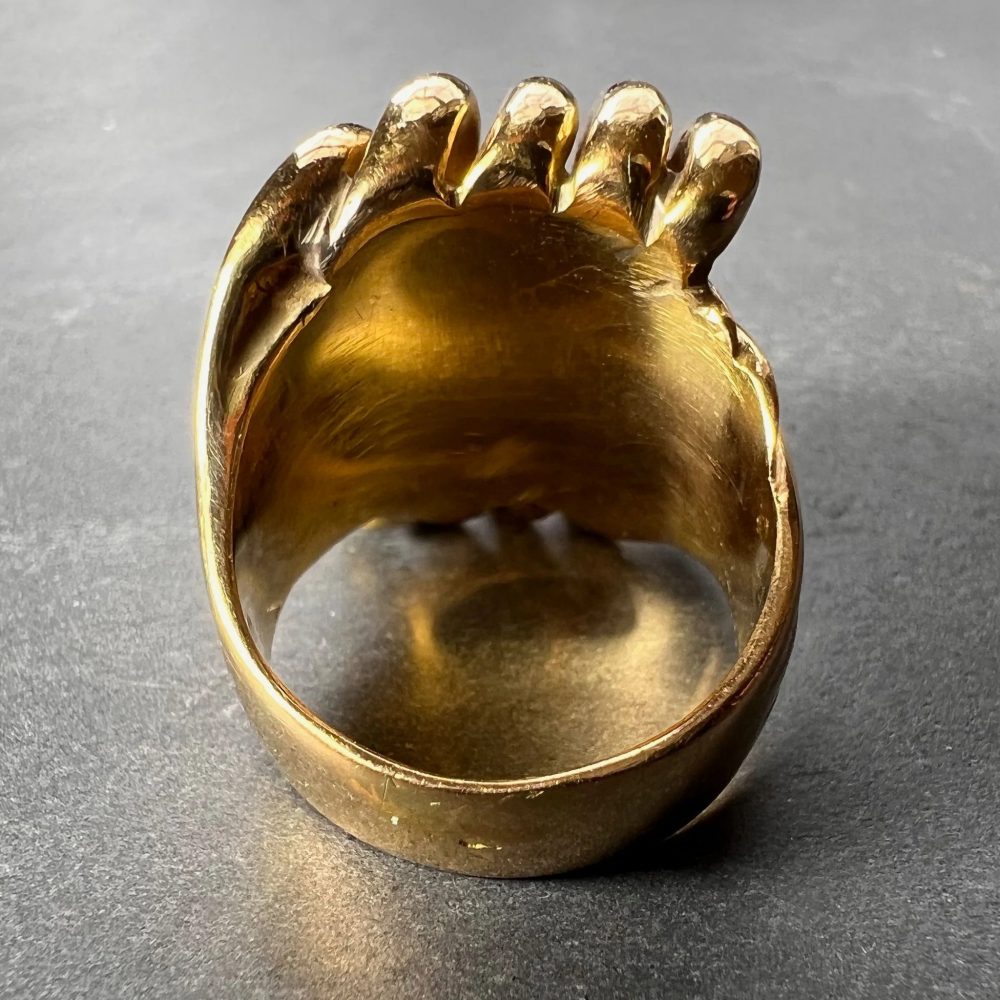 French Retro 18ct Yellow Gold Coiled Spring Ring