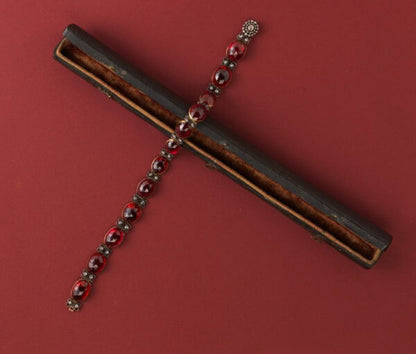 Antique Georgian Garnet and Diamond Collier de Chein Necklace