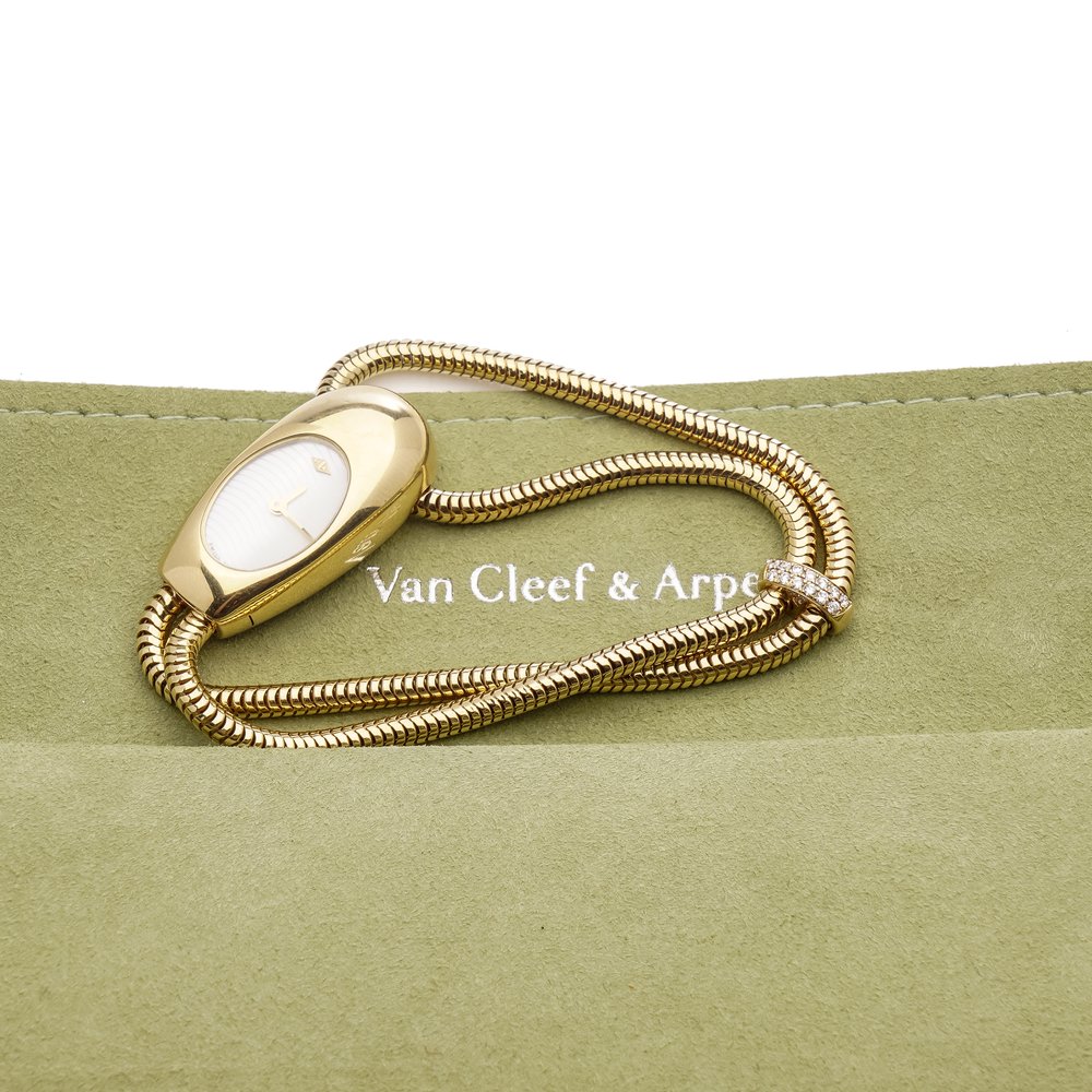 Van Cleef and Arpels Cadenas Serti 18ct Yellow Gold Watch with Diamonds in Van Cleef & Arpels travel pouch, Circa 1990s