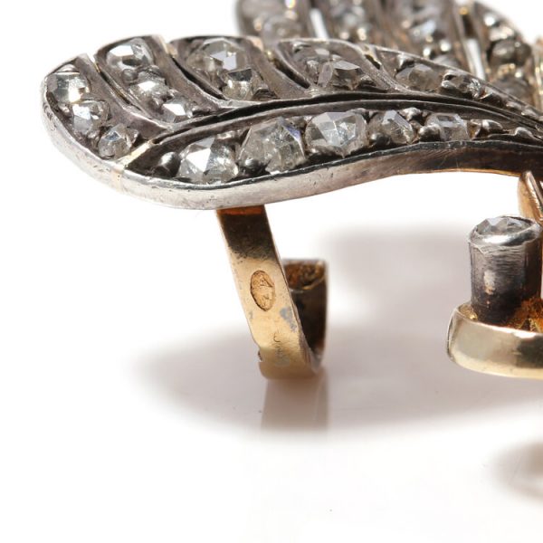 Antique Victorian Rose Cut Diamond, Ruby and Sapphire Insect Brooch