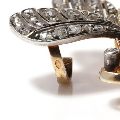 Antique Victorian Rose Cut Diamond, Ruby and Sapphire Insect Brooch