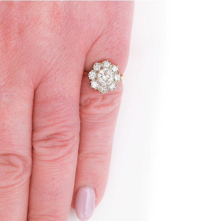 Vintage 1.60ct Diamond Cluster Ring