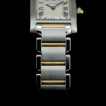 Vintage Ladies Cartier Tank Francaise 2384 Steel and Gold Quartz Watch with Box and Papers and Cartier Warranty, Circa 1999