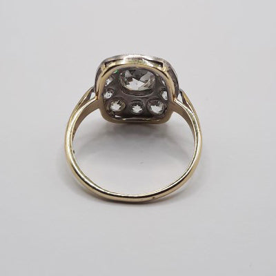 Antique Cushion Cut Diamond Cluster Engagement Ring