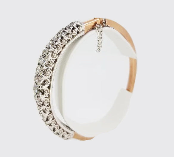 Antique Old Cut Diamond Bangle / Mini Tiara, 11.00 carat total, 18ct white gold