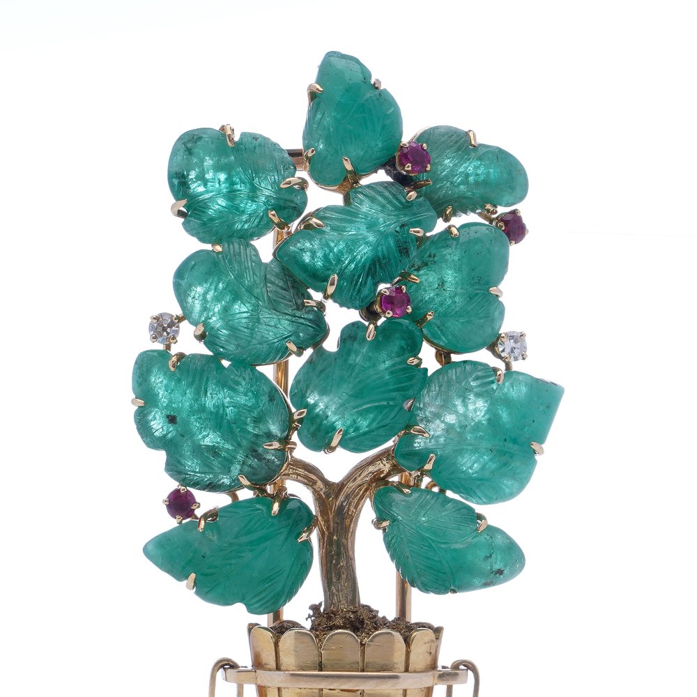 Lacloche Carved Emerald Brooch by Jean Thierry Bondt