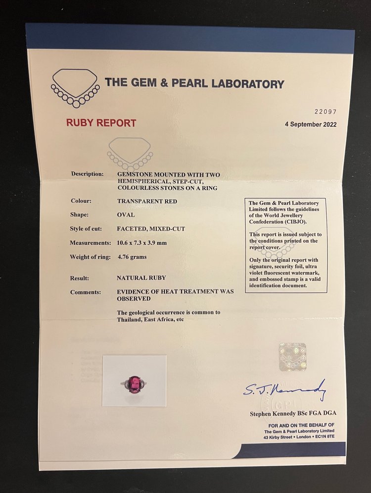 2.50ct Natural Ruby and Half Moon Diamond Trilogy Ring