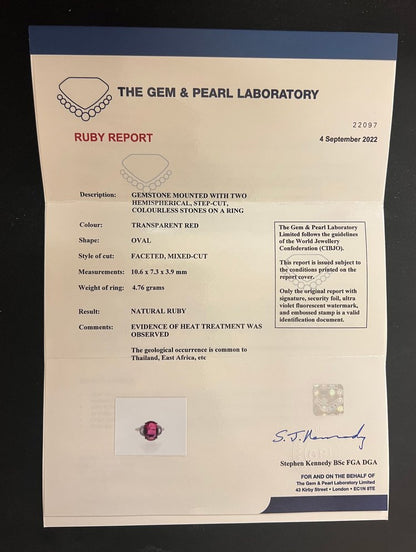 2.50ct Natural Ruby and Half Moon Diamond Trilogy Ring