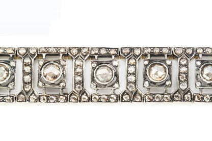 Antique Victorian 11.18ct Rose Cut Diamond Bracelet, 11.18 carat total, mounted in Silver and backed with 15ct Gold, Circa 1860s
