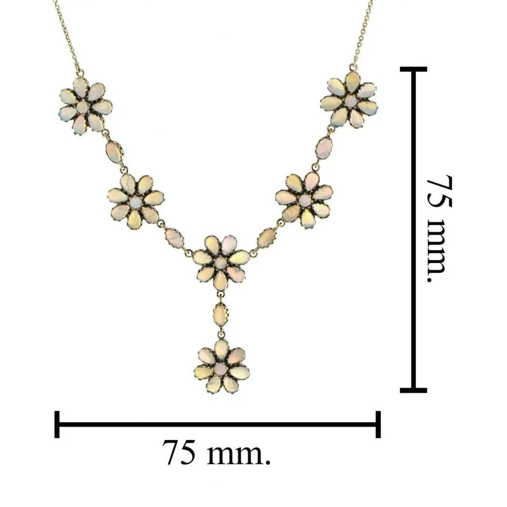 5.97ct Opal Floral Cluster Necklace