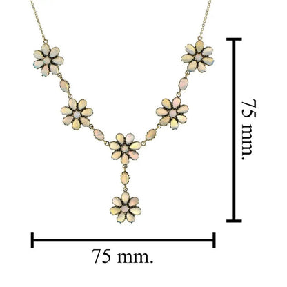 5.97ct Opal Floral Cluster Necklace