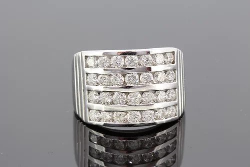 Channel Set Four Row Diamond Dress Ring