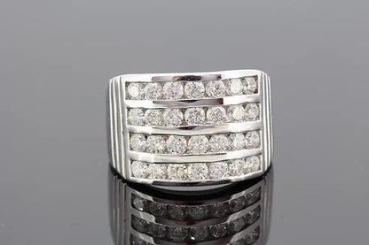 Channel Set Four Row Diamond Dress Ring