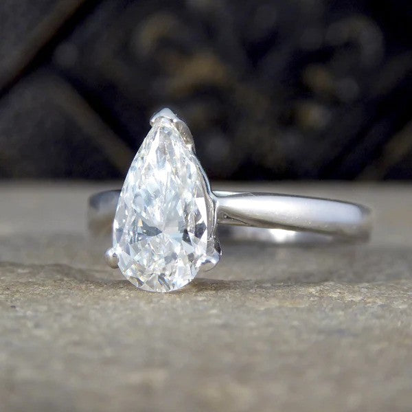Single Stone 1.26ct Pear Cut Diamond Solitaire Engagement Ring in 18ct White Gold