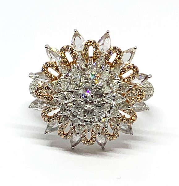 Diamond Cluster Cocktail Dress Ring, 2.51 carat total