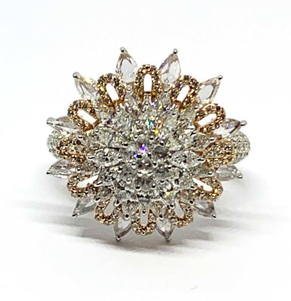 Diamond Cluster Cocktail Dress Ring, 2.51 carat total