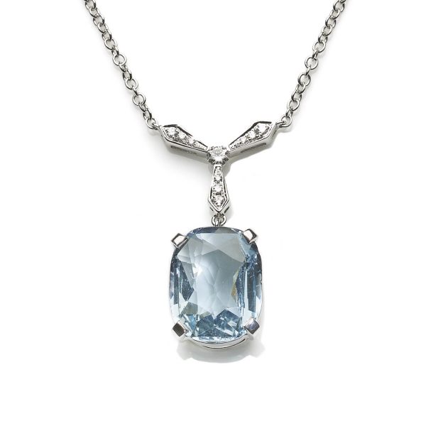 Aquamarine and Diamond Pendant