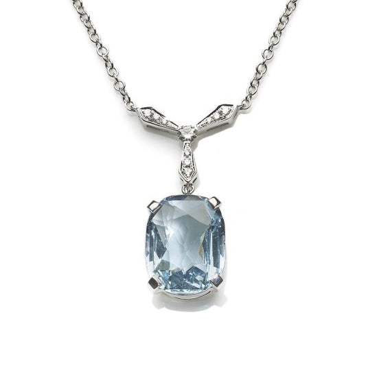 Aquamarine and Diamond Pendant