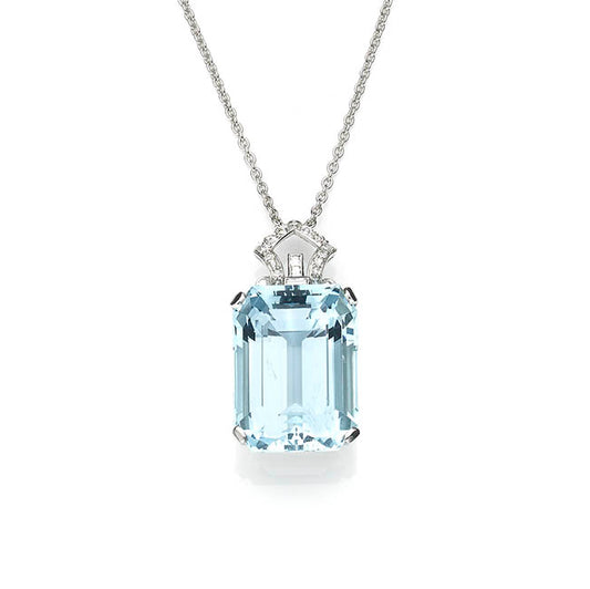 Aquamarine and Diamond Top Pendant