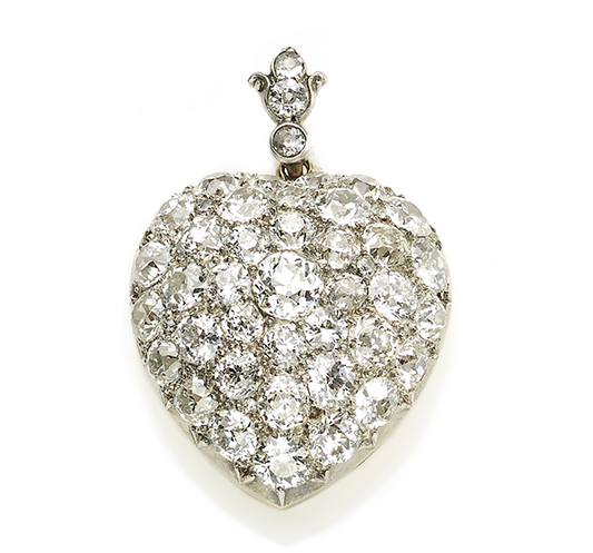 Antique Victorian Diamon Set Heart Locket Pendant