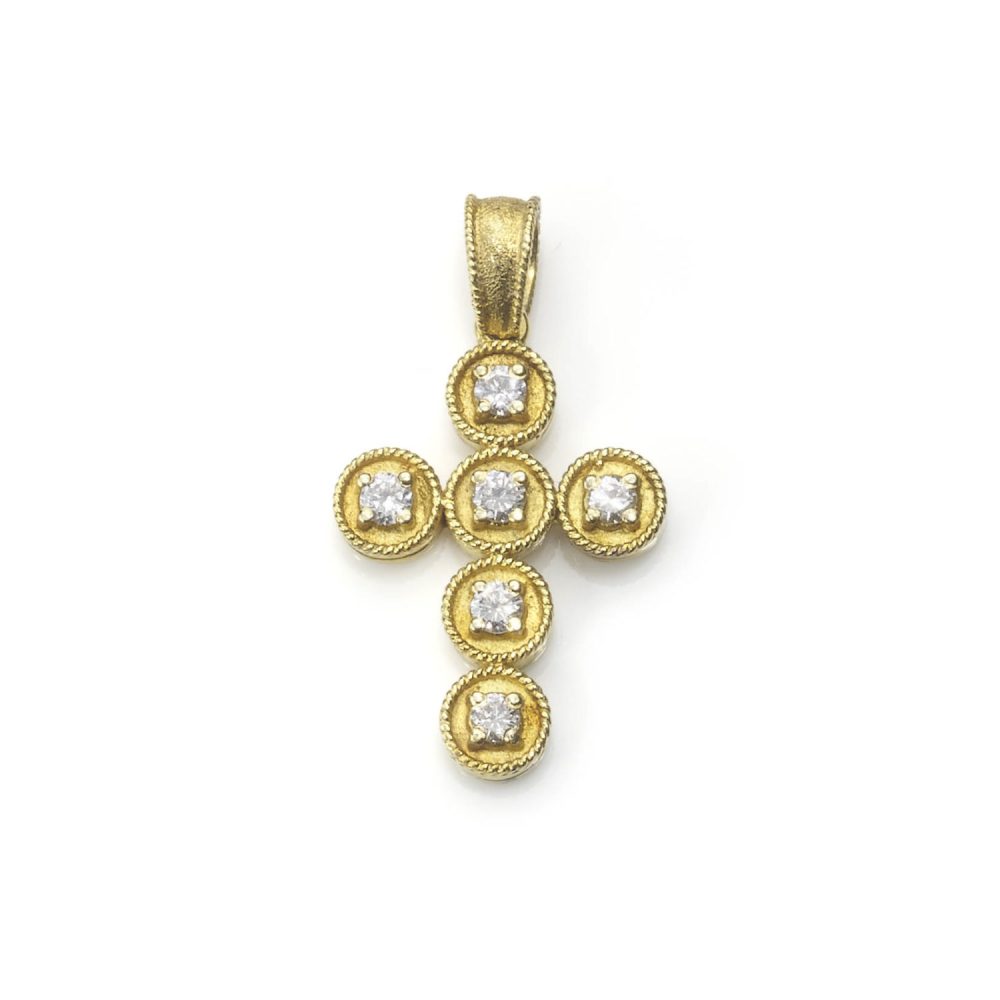 Diamond set gold cross pendant