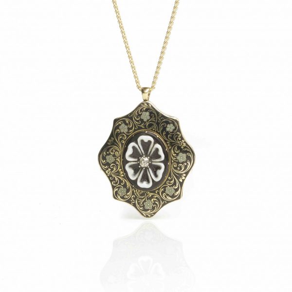 Antique Victorian Enamel Pendant