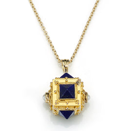 Lapis Lazuli & Pearl Gold Pendant