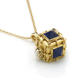 Lapis Lazuli & Pearl Gold Pendant