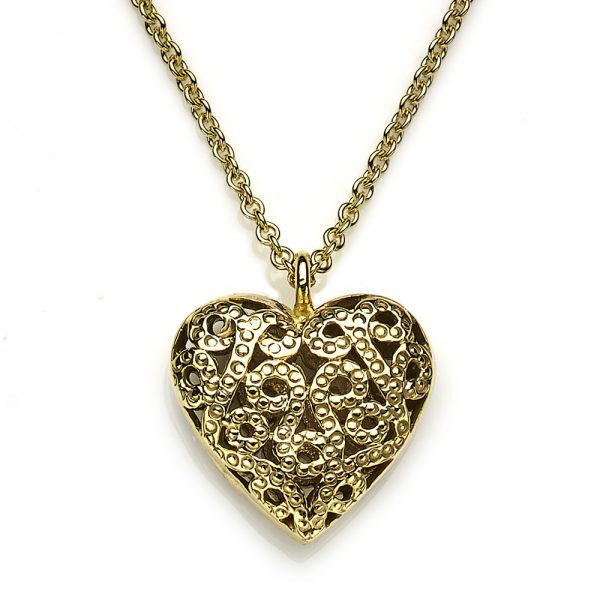 Openwork Gold Heart Pendant