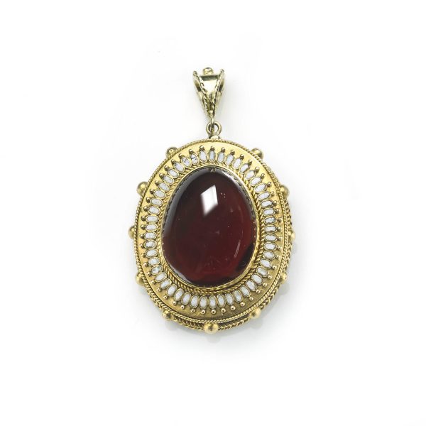 Antique Victorian Cabochon Garnet Pendant