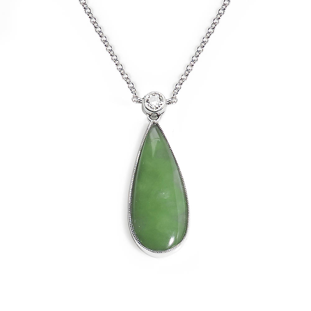 Diamond Topped Jade Pendant
