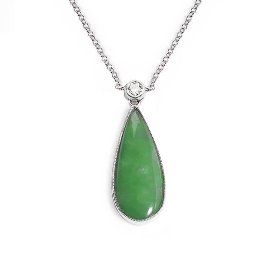 Diamond Topped Jade Pendant