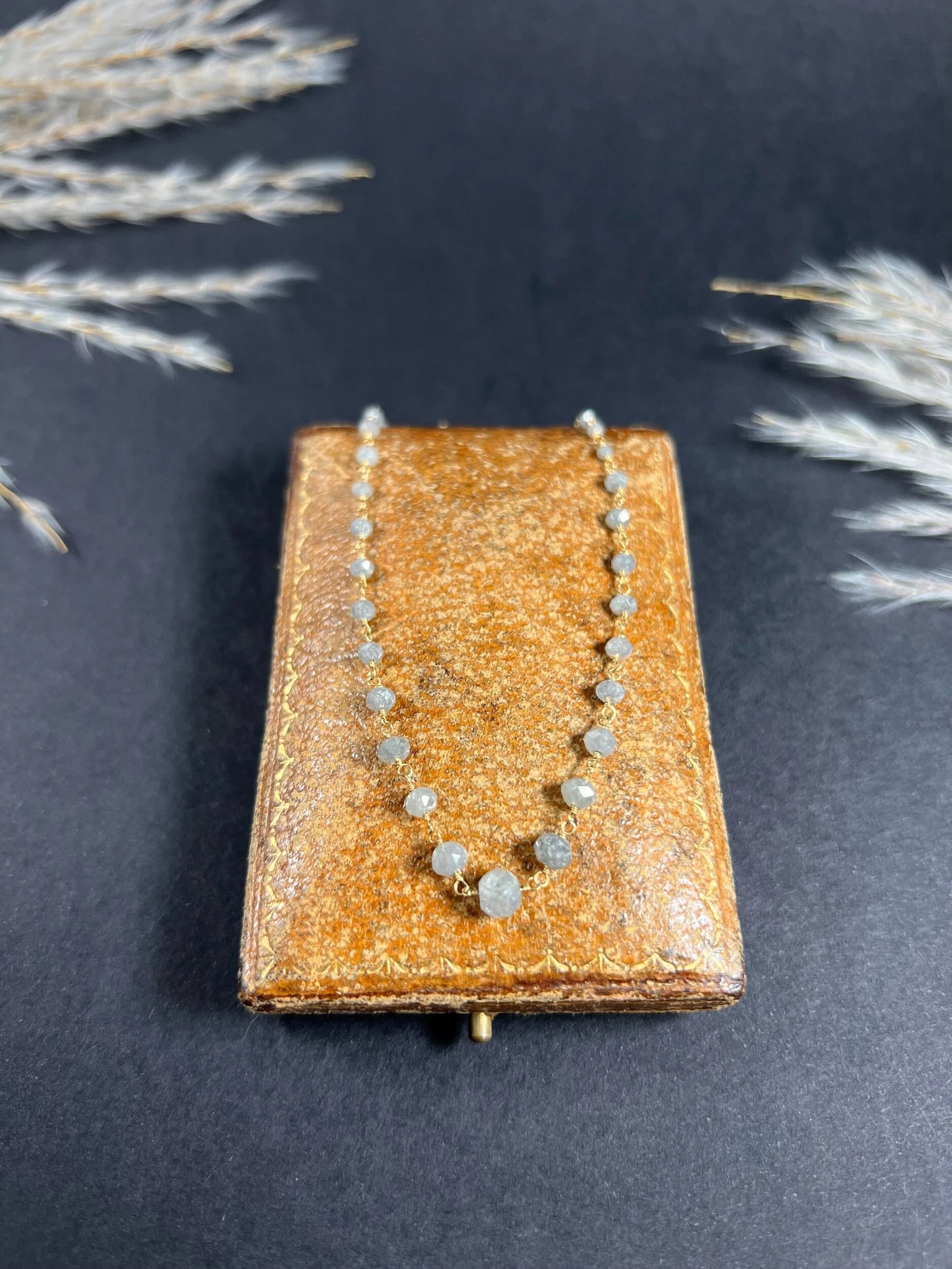 Vintage High Carat Gold Salt and Pepper Faceted Diamond Necklace, Circa 1990