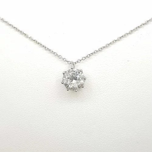 Diamond Solitaire Pendant, 1.10 carat single stone round brilliant cut diamond, eight claw set in 18ct white gold