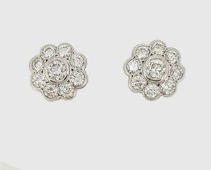 2.60ct Diamond Daisy Flower Cluster Stud Earrings, set with brilliant-cut diamonds, in 18ct white gold. Total diamond weight: 2.60 carats.