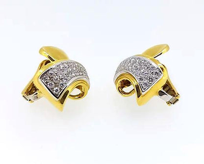 Italian 1.50ct Diamond Cluster Earrings set in 18ct Yellow Gold