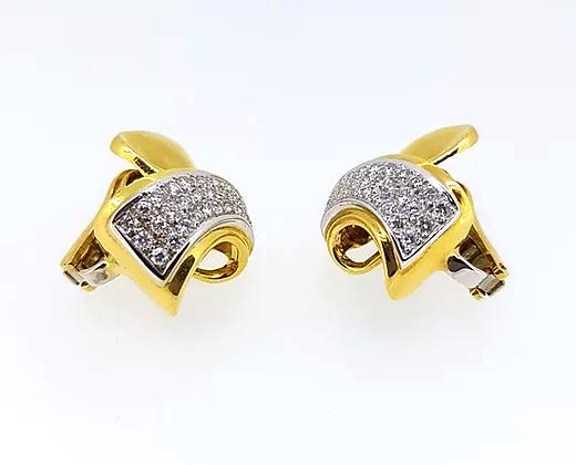 Italian 1.50ct Diamond Cluster Earrings set in 18ct Yellow Gold