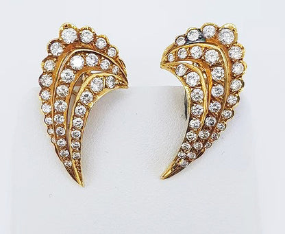 Diamond and 18ct Yellow Gold Angel Wing Clip On Earrings; striking diamond-set clip-on earrings in the form of angel's wings